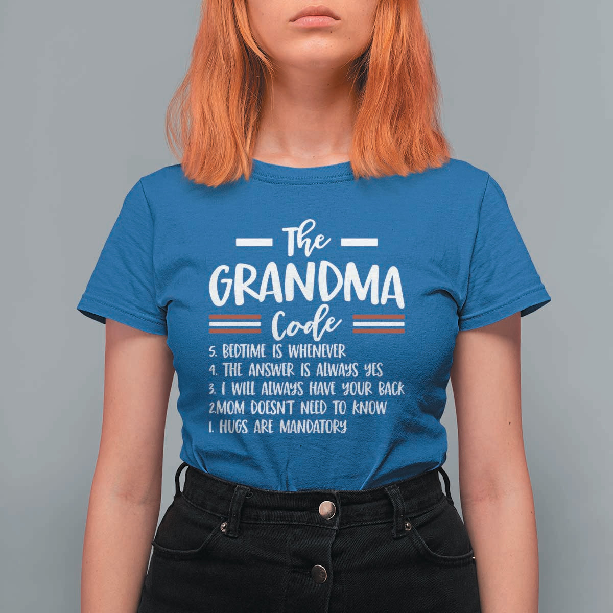 The Grandma Code T Shirt For Women Humorous Grandmother Rules Graphic
