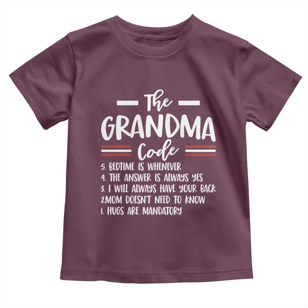 The Grandma Code Toddler T Shirt Humorous Grandmother Rules Graphic