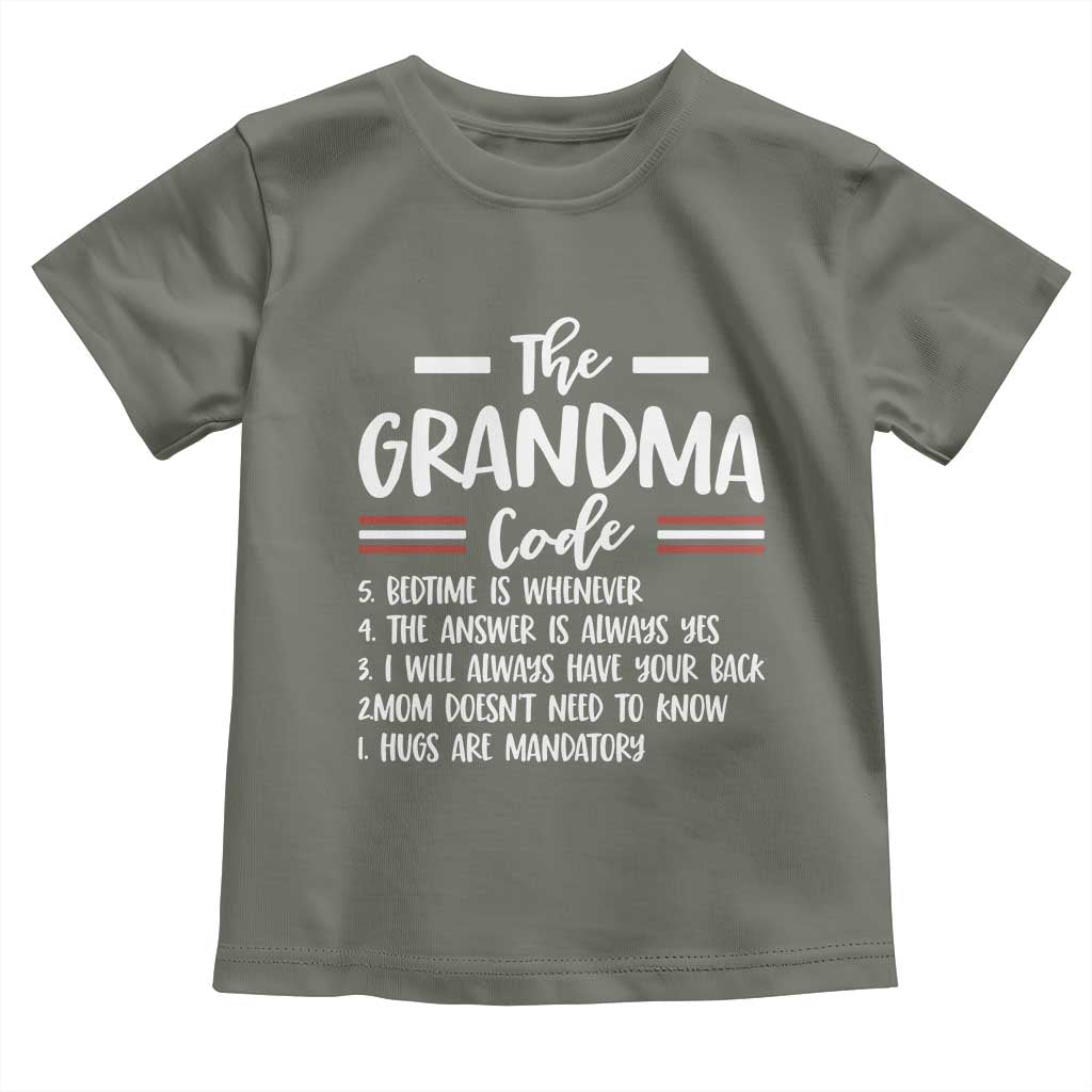 The Grandma Code Toddler T Shirt Humorous Grandmother Rules Graphic