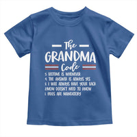 The Grandma Code Toddler T Shirt Humorous Grandmother Rules Graphic