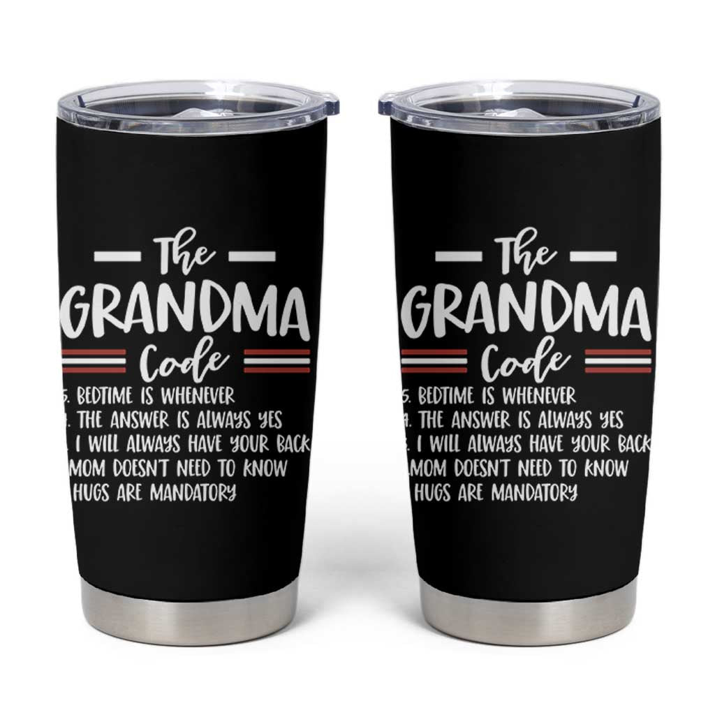 The Grandma Code Tumbler Cup Humorous Grandmother Rules Graphic
