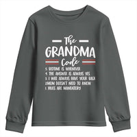 The Grandma Code Youth Sweatshirt Humorous Grandmother Rules Graphic