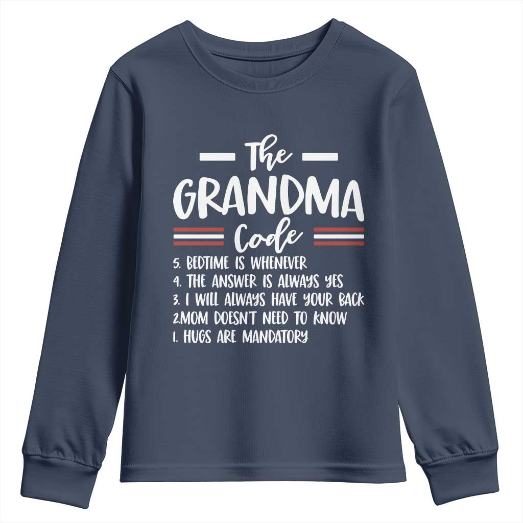The Grandma Code Youth Sweatshirt Humorous Grandmother Rules Graphic