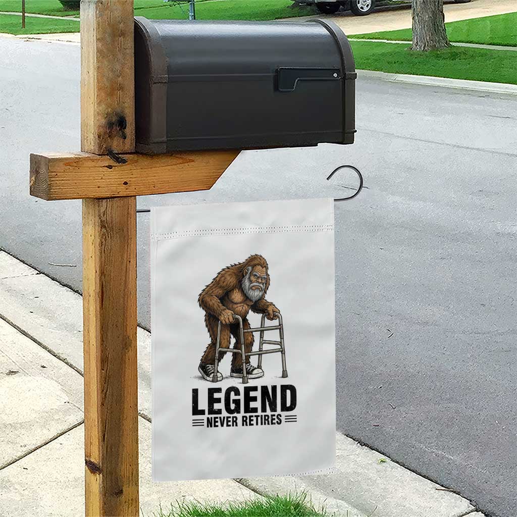 Funny Old Bigfoot Retirement Gift Garden Flag Legend Never Retires