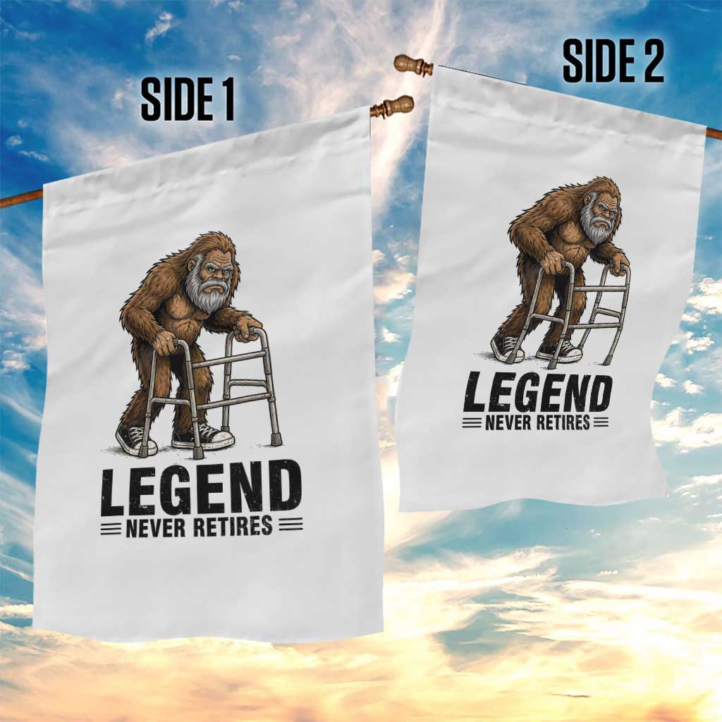 Funny Old Bigfoot Retirement Gift Garden Flag Legend Never Retires