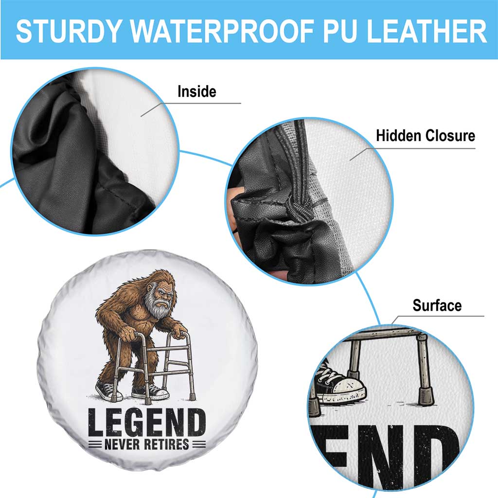 Funny Old Bigfoot Retirement Gift Spare Tire Cover Legend Never Retires