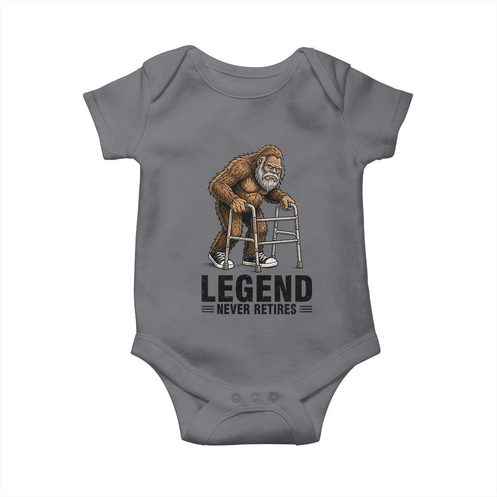Funny Old Bigfoot Retirement Gift Baby Onesie Legend Never Retires