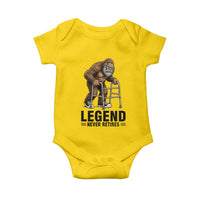 Funny Old Bigfoot Retirement Gift Baby Onesie Legend Never Retires