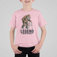 Funny Old Bigfoot Retirement Gift T Shirt For Kid Legend Never Retires