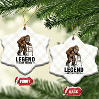Funny Old Bigfoot Retirement Gift Ceramic Ornament Legend Never Retires