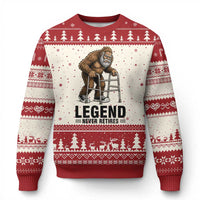 Funny Old Bigfoot Retirement Gift Ugly Christmas Sweater Legend Never Retires