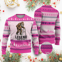 Funny Old Bigfoot Retirement Gift Ugly Christmas Sweater Legend Never Retires