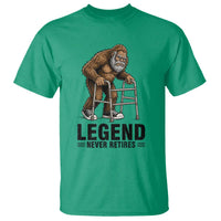 Funny Old Bigfoot Retirement Gift T Shirt Legend Never Retires