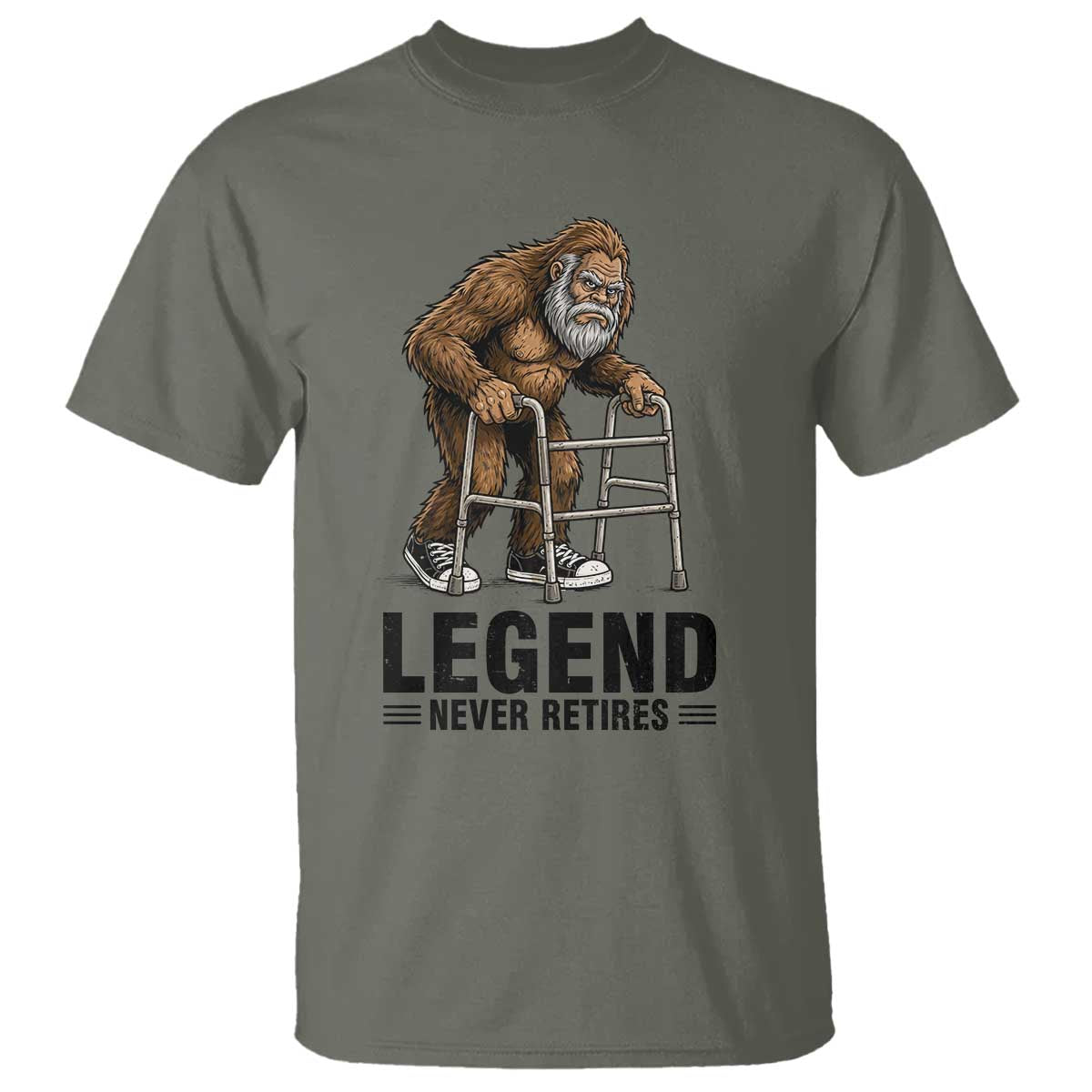 Funny Old Bigfoot Retirement Gift T Shirt Legend Never Retires