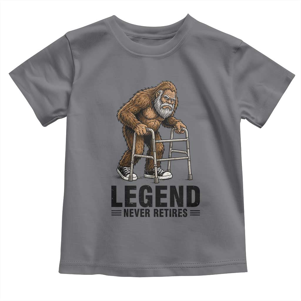 Funny Old Bigfoot Retirement Gift Toddler T Shirt Legend Never Retires