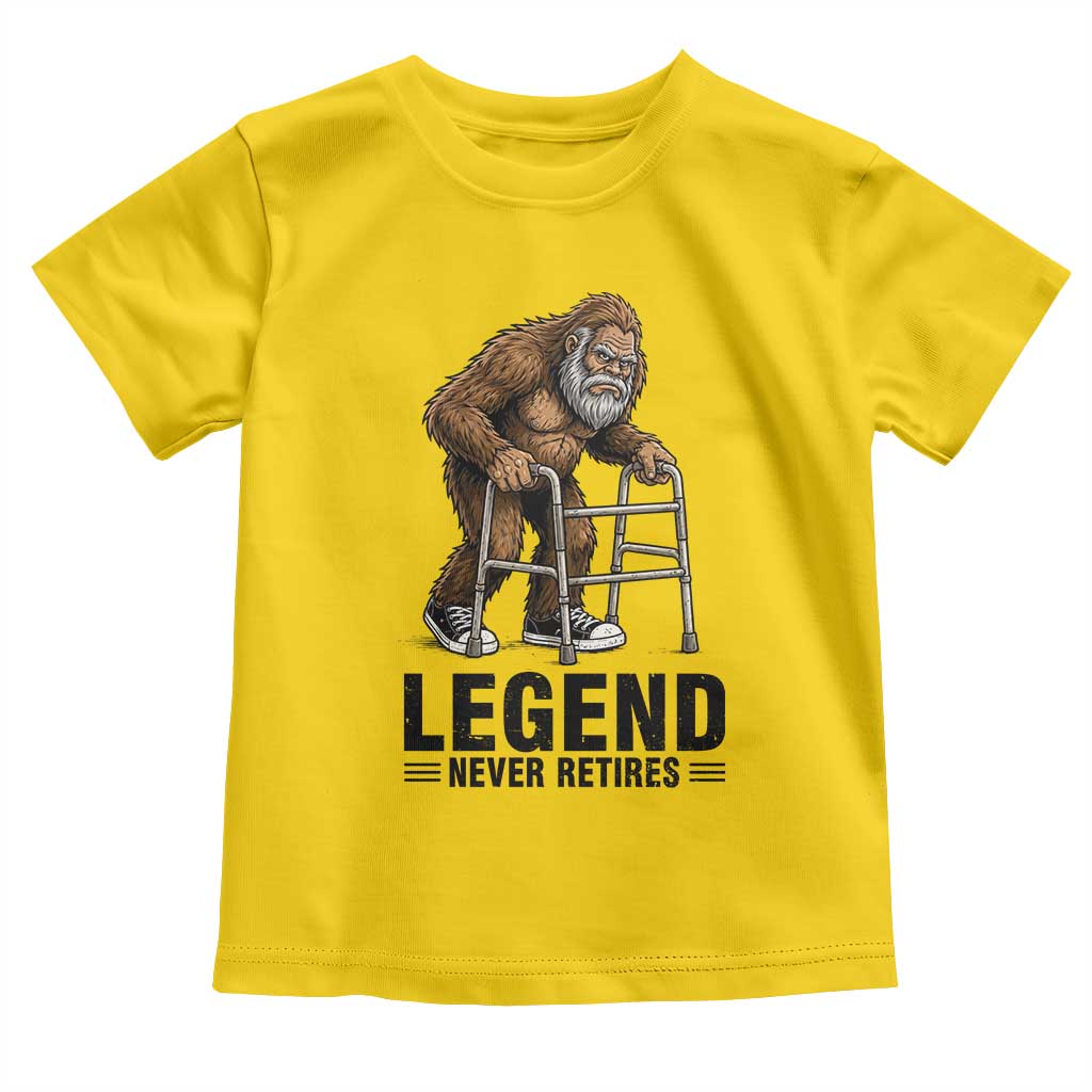 Funny Old Bigfoot Retirement Gift Toddler T Shirt Legend Never Retires