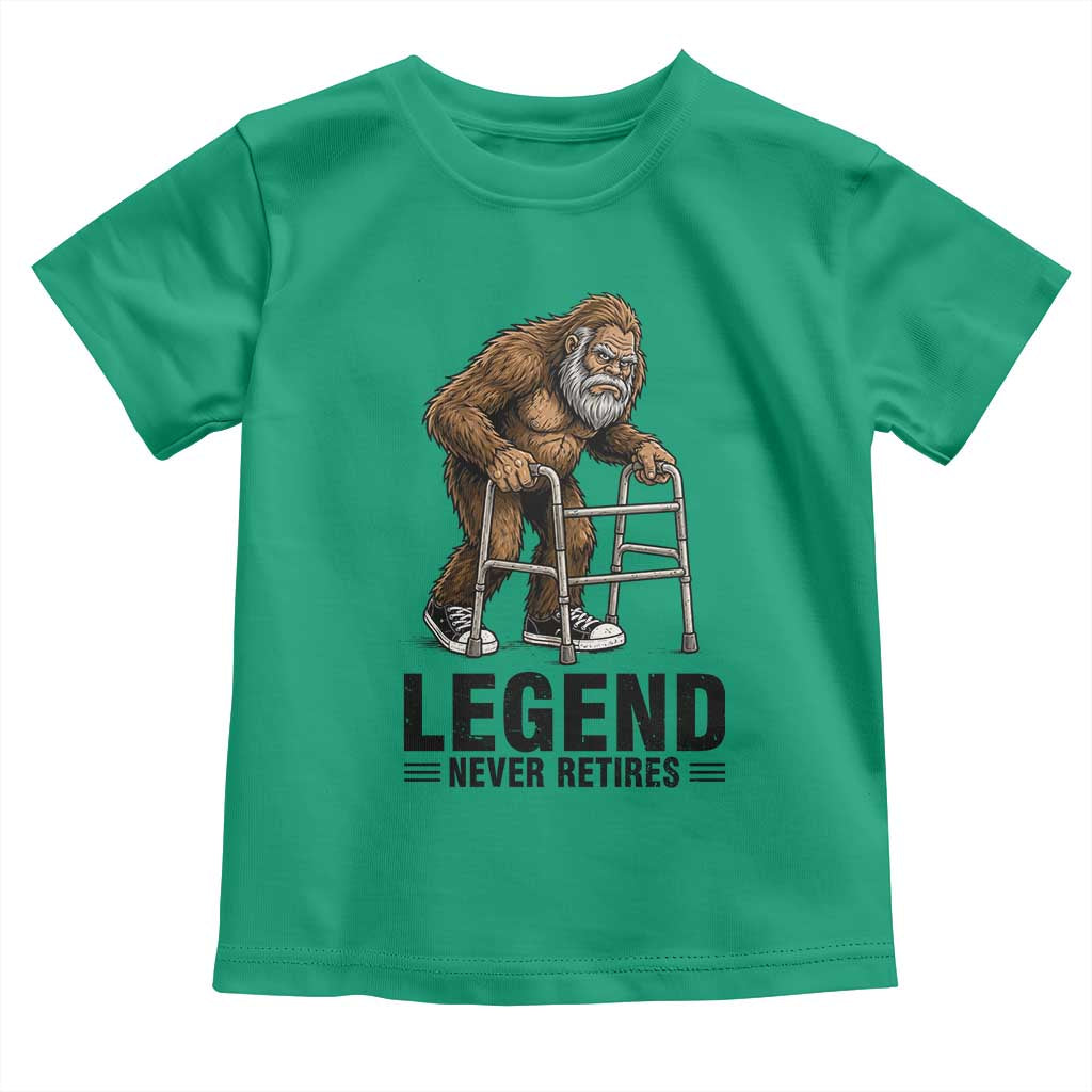 Funny Old Bigfoot Retirement Gift Toddler T Shirt Legend Never Retires