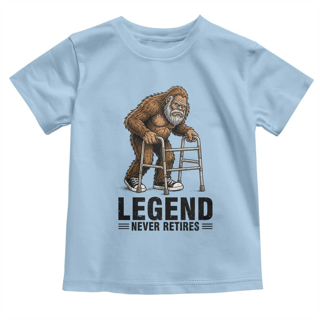 Funny Old Bigfoot Retirement Gift Toddler T Shirt Legend Never Retires