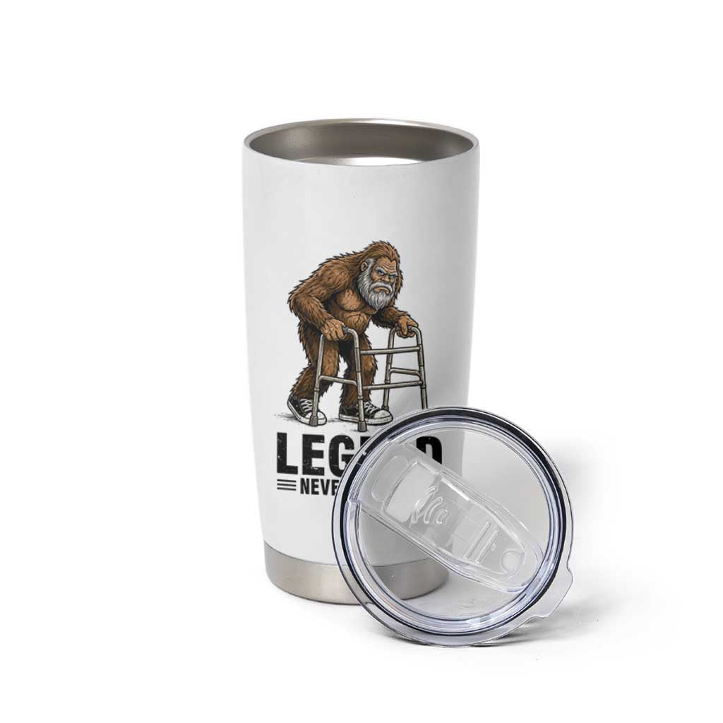 Funny Old Bigfoot Retirement Gift Tumbler Cup Legend Never Retires