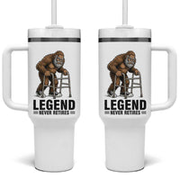 Funny Old Bigfoot Retirement Gift Tumbler With Handle Legend Never Retires