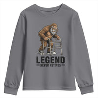 Funny Old Bigfoot Retirement Gift Youth Sweatshirt Legend Never Retires