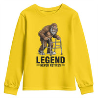 Funny Old Bigfoot Retirement Gift Youth Sweatshirt Legend Never Retires