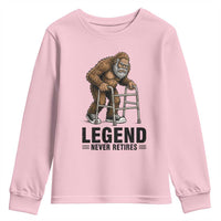 Funny Old Bigfoot Retirement Gift Youth Sweatshirt Legend Never Retires