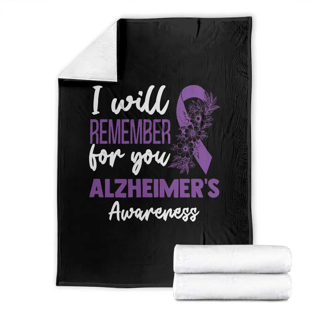 Alzheimers Caregiver Support Purple Ribbon Throw Blanket I Will Remember For You