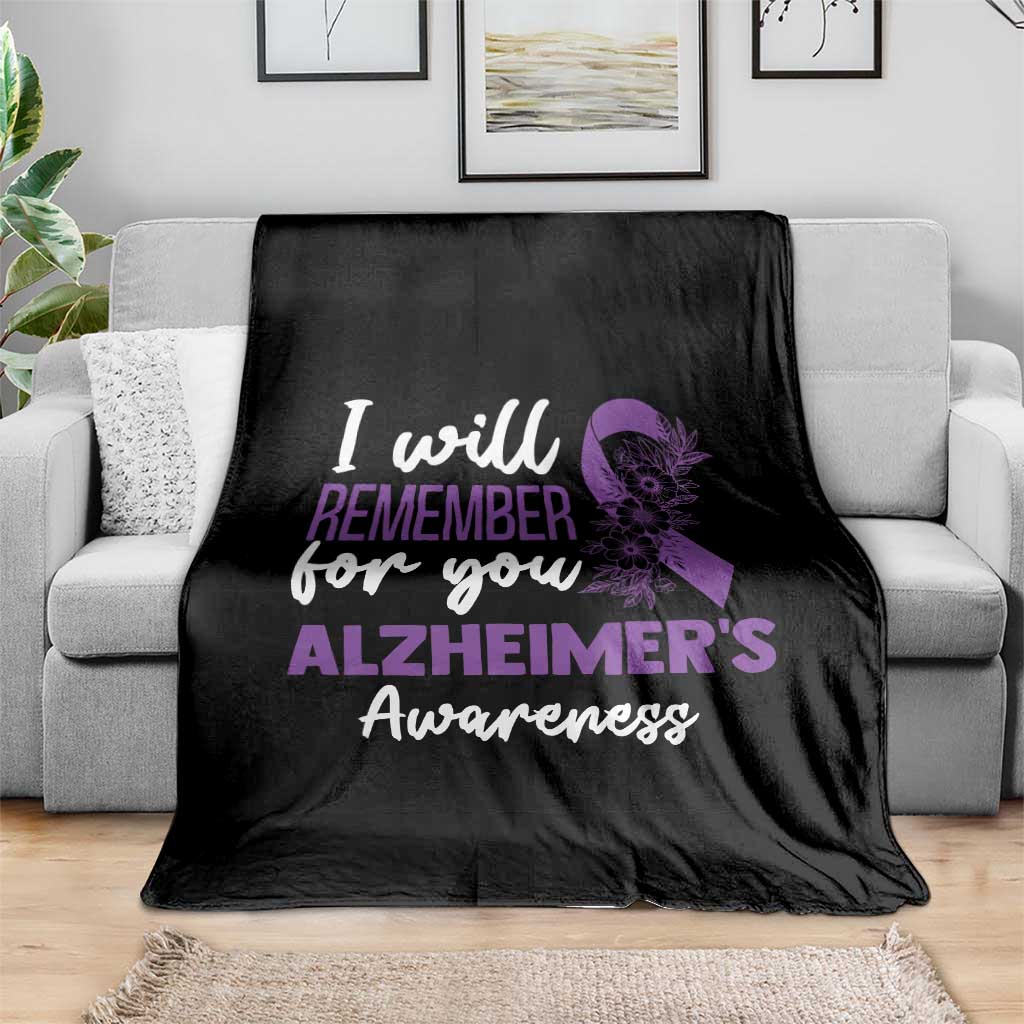 Alzheimers Caregiver Support Purple Ribbon Throw Blanket I Will Remember For You