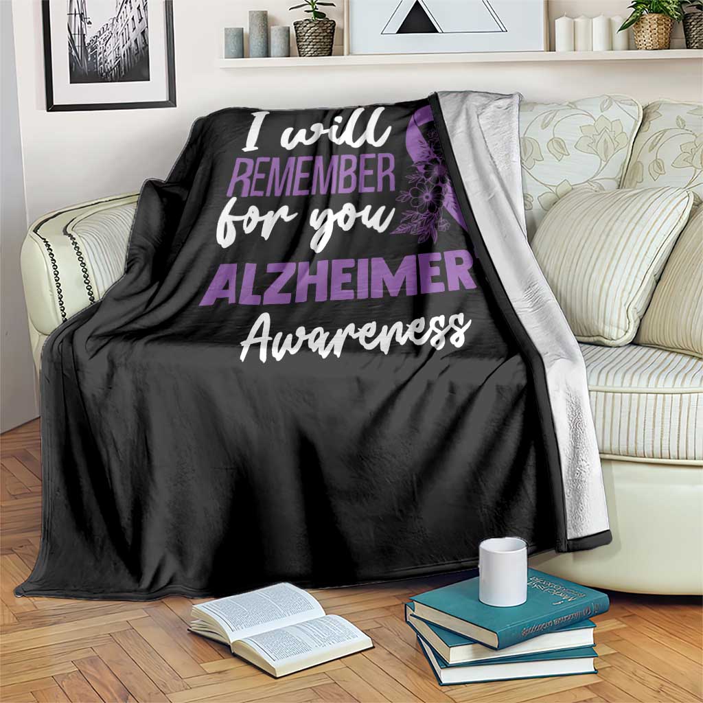 Alzheimers Caregiver Support Purple Ribbon Throw Blanket I Will Remember For You