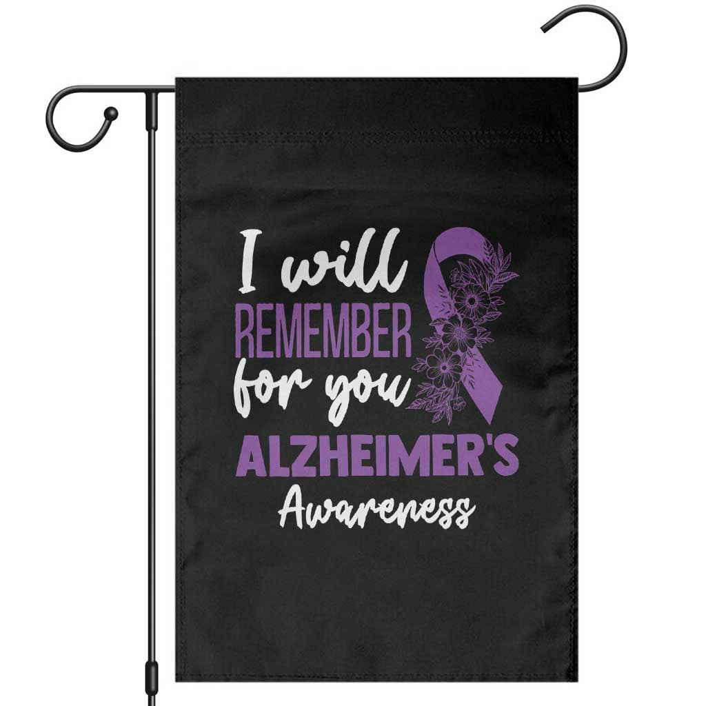 Alzheimers Caregiver Support Purple Ribbon Garden Flag I Will Remember For You