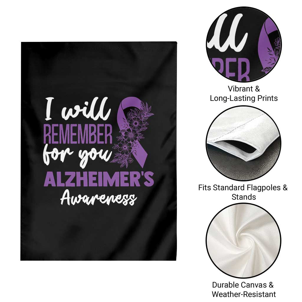 Alzheimers Caregiver Support Purple Ribbon Garden Flag I Will Remember For You