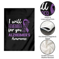 Alzheimers Caregiver Support Purple Ribbon Garden Flag I Will Remember For You