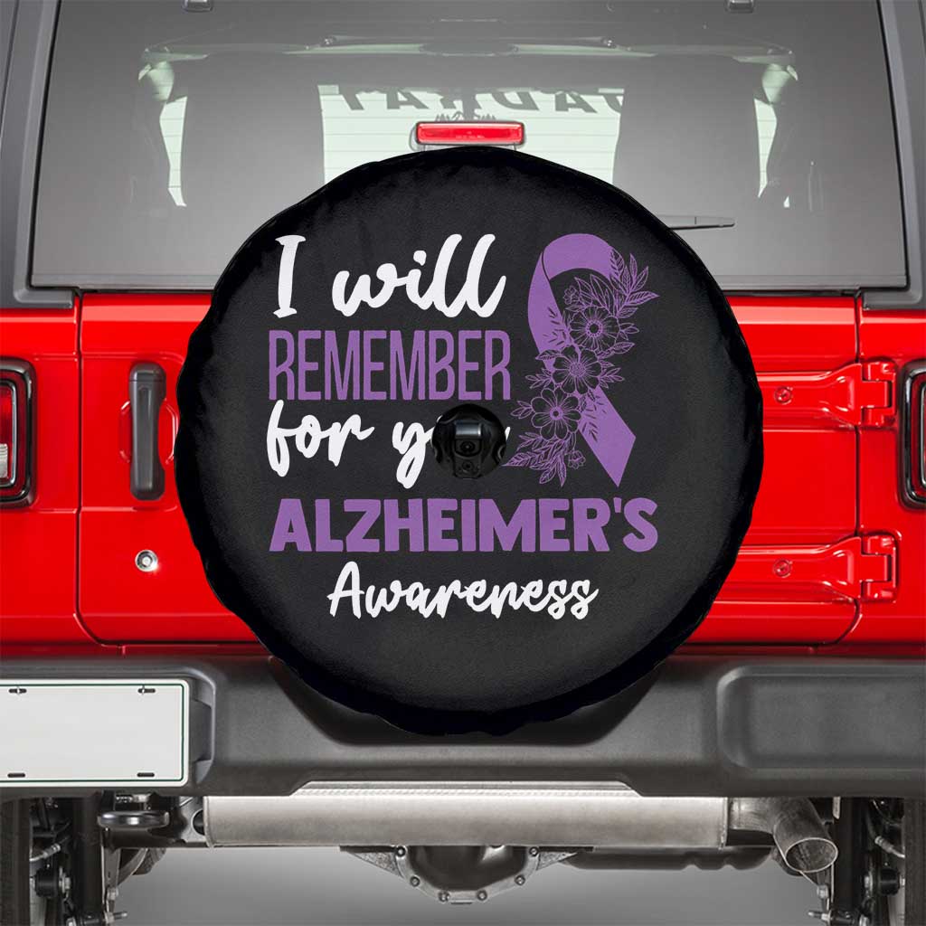 Alzheimers Caregiver Support Purple Ribbon Spare Tire Cover I Will Remember For You