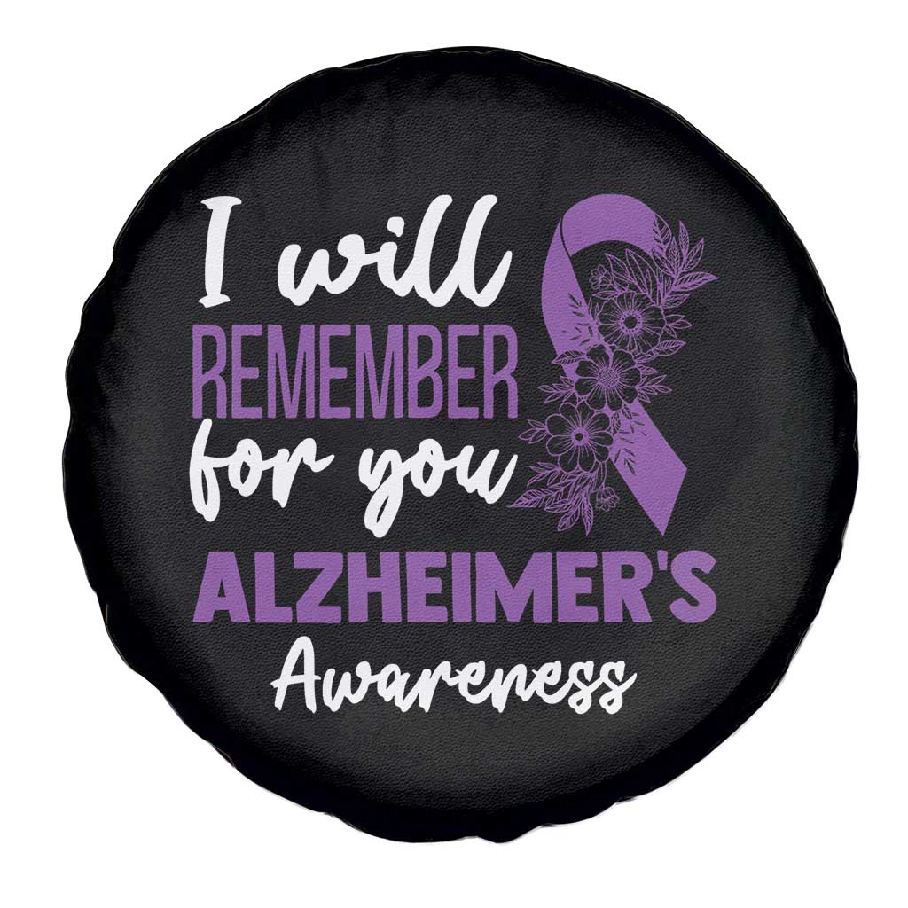 Alzheimers Caregiver Support Purple Ribbon Spare Tire Cover I Will Remember For You