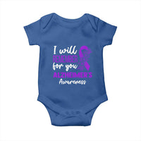 Alzheimers Caregiver Support Purple Ribbon Baby Onesie I Will Remember For You