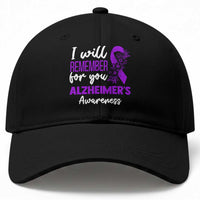 Alzheimers Caregiver Support Purple Ribbon Baseball Cap I Will Remember For You