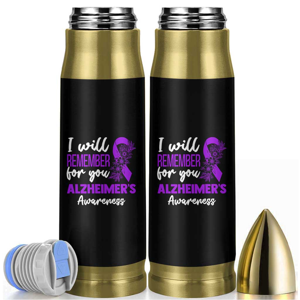 Alzheimers Caregiver Support Purple Ribbon Bullet Tumbler I Will Remember For You
