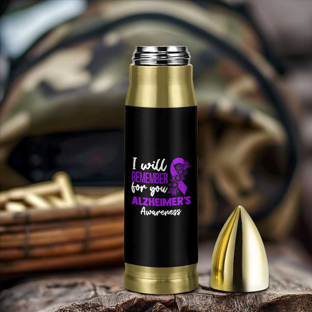 Alzheimers Caregiver Support Purple Ribbon Bullet Tumbler I Will Remember For You