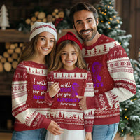 Alzheimers Caregiver Support Purple Ribbon Ugly Christmas Sweater I Will Remember For You