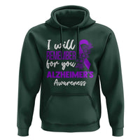 Alzheimers Caregiver Support Purple Ribbon Hoodie I Will Remember For You