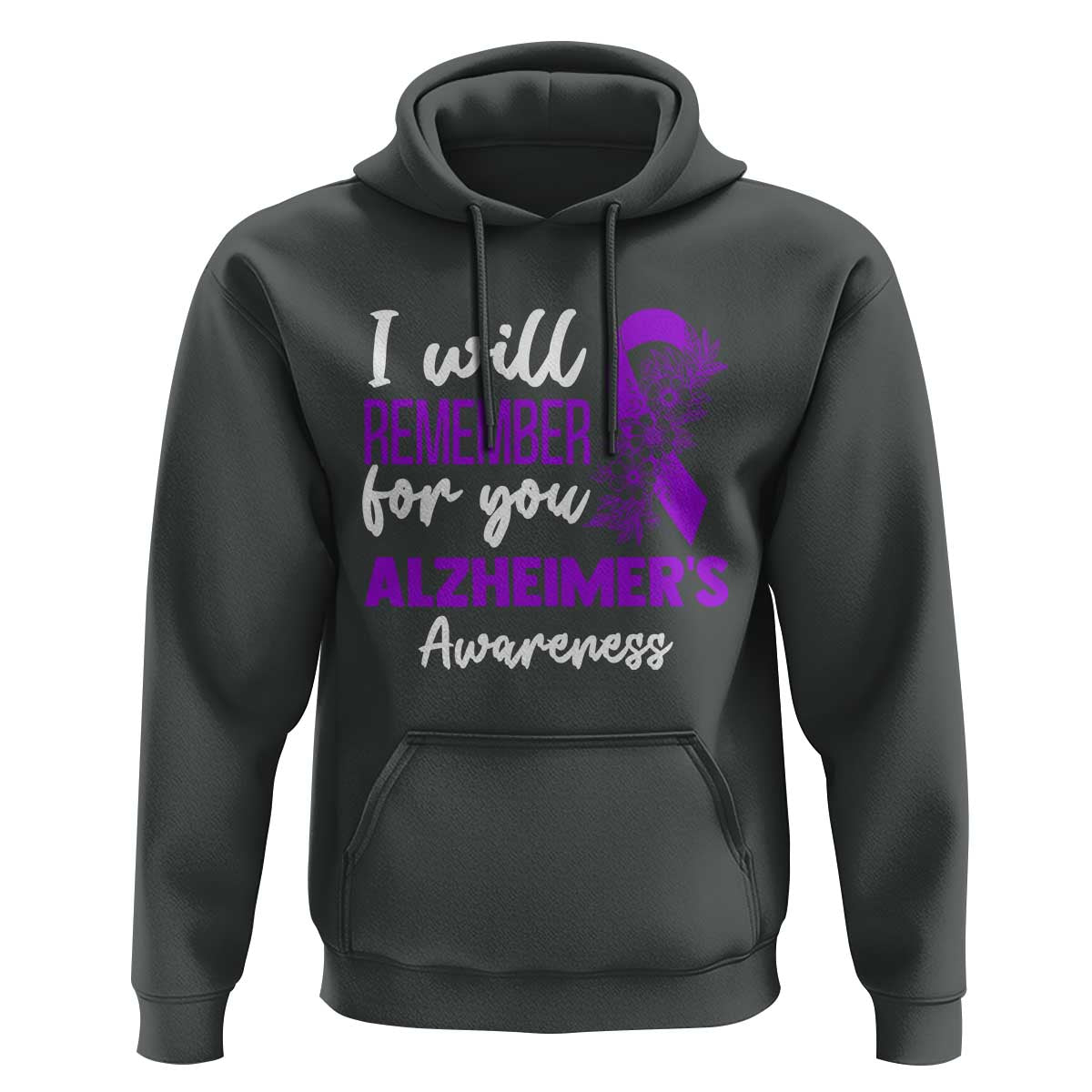 Alzheimers Caregiver Support Purple Ribbon Hoodie I Will Remember For You