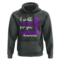 Alzheimers Caregiver Support Purple Ribbon Hoodie I Will Remember For You