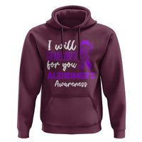 Alzheimers Caregiver Support Purple Ribbon Hoodie I Will Remember For You