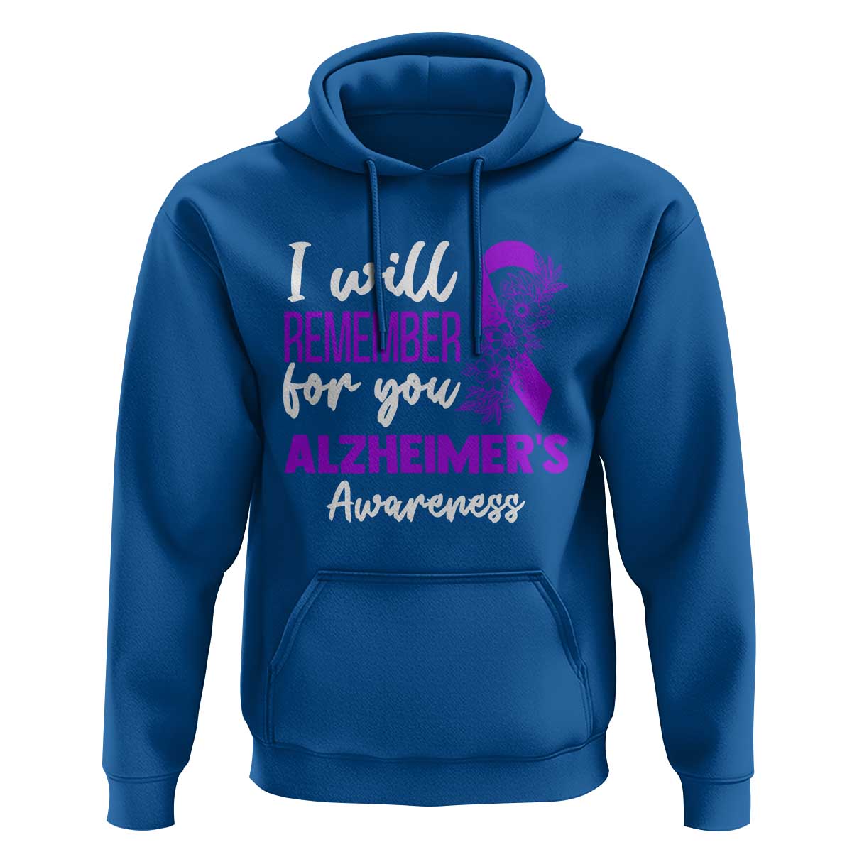 Alzheimers Caregiver Support Purple Ribbon Hoodie I Will Remember For You