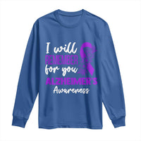Alzheimers Caregiver Support Purple Ribbon Long Sleeve Shirt I Will Remember For You