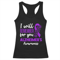 Alzheimers Caregiver Support Purple Ribbon Racerback Tank Top I Will Remember For You