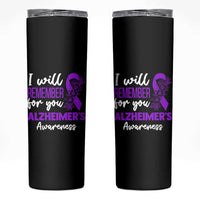 Alzheimers Caregiver Support Purple Ribbon Skinny Tumbler I Will Remember For You