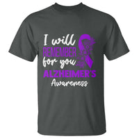 Alzheimers Caregiver Support Purple Ribbon T Shirt I Will Remember For You