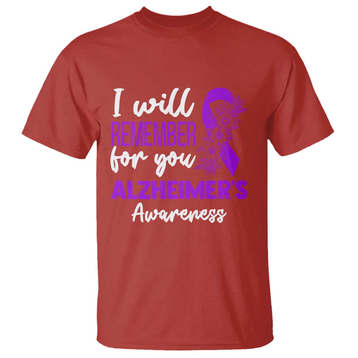 Alzheimers Caregiver Support Purple Ribbon T Shirt I Will Remember For You